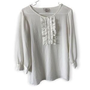 3/$15 Loft sheer ruffled 3/4 sleeve top (D6)